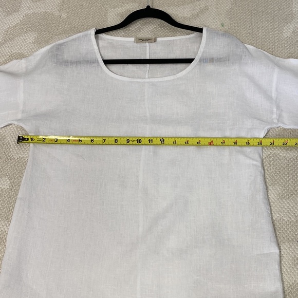 LUNGO L’ARNO 100% white linen top - Picture 7 of 11